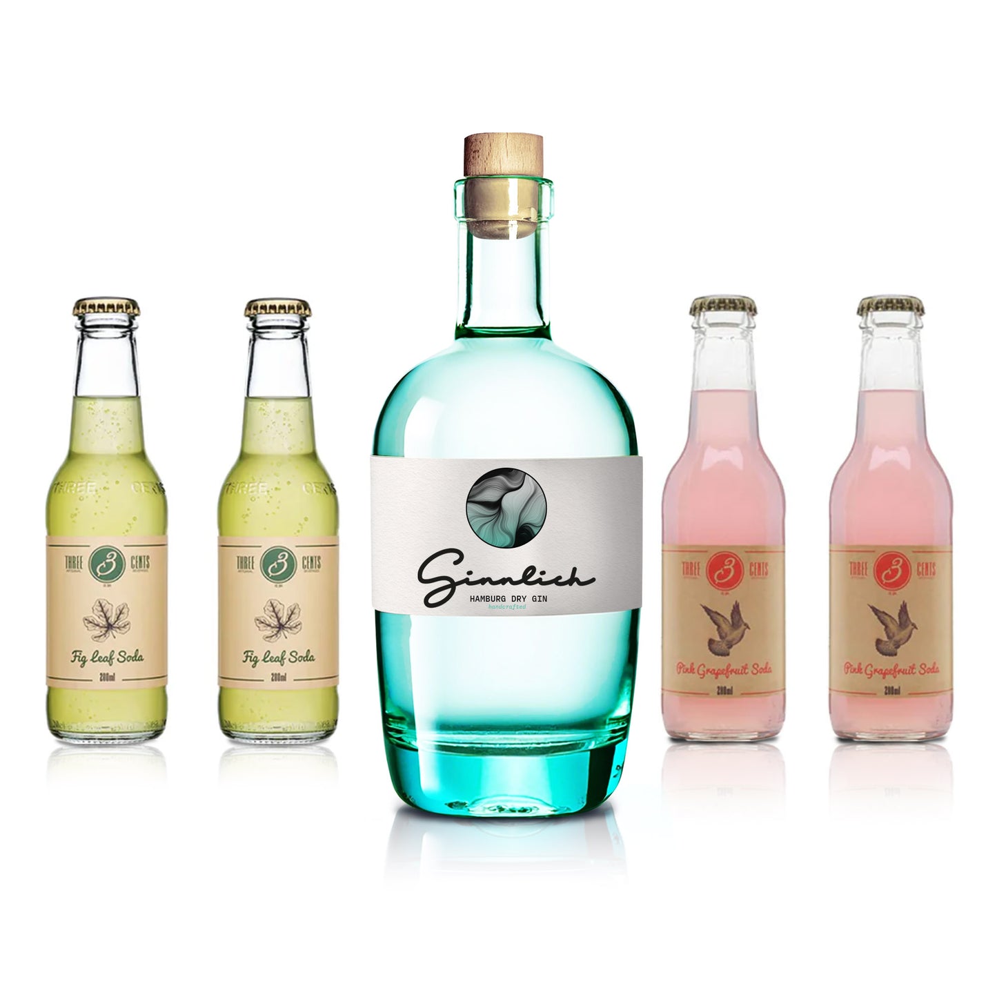 Ginnlich Exotic Soda Bundle - Gin & Sodas mit Fig Leaf & Pink Grapefruit (5-teiliges Set)