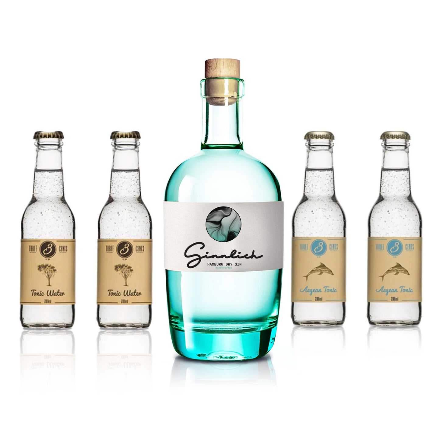 Ginnlich Mediterranean Tonic Bundle - Gin & Aegean Tonic mit Gurke & Basilikum (5-teilig)