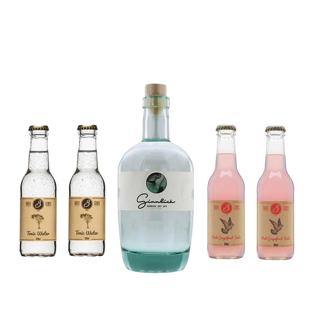 Flamingo Bundle - Ginnlich Hamburg Dry Gin + Three Cents Tonic & Pink Grapefruit 4x 200ml